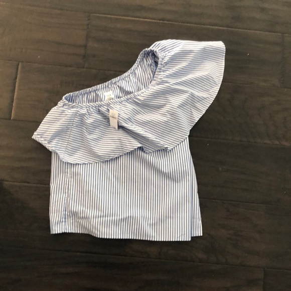 GAP Tops - NWT-GAP Blue & white striped one shoulder blouse